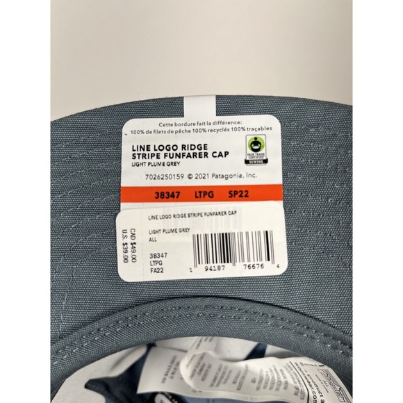 Patagonia Funfarer Mid Crown Cap OS Line Logo Ridge Stripe Light Plume Grey Hat - Picture 4 of 4